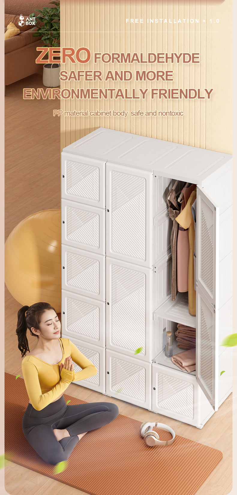 MAYI BOX Armario plegable integrado sin instalación Almacenamiento a prueba de polvo