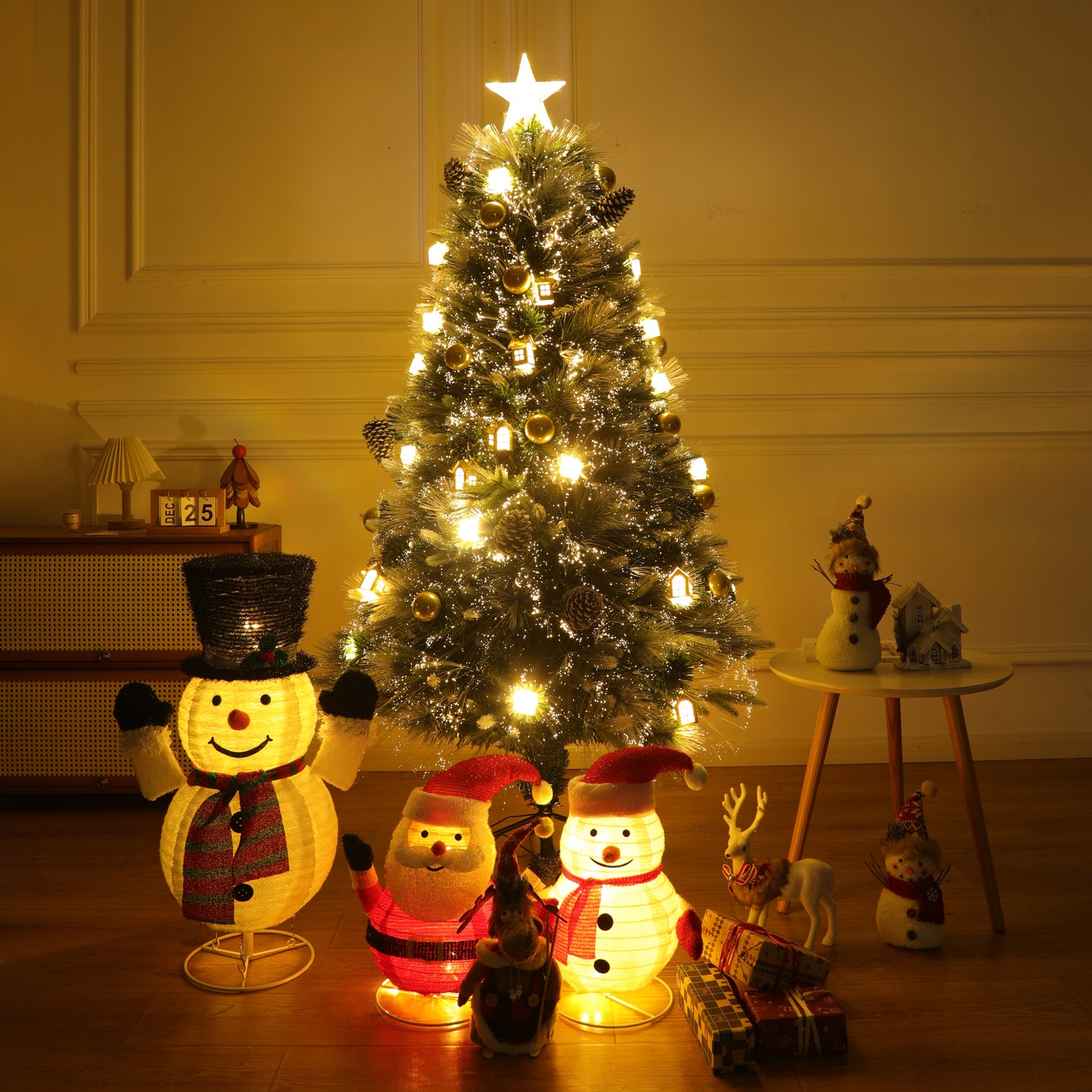 Árbol de Navidad Aldea Encantada Estrellado con Fibra Óptica – Colección Exclusiva de Lujo · Edición Limitada