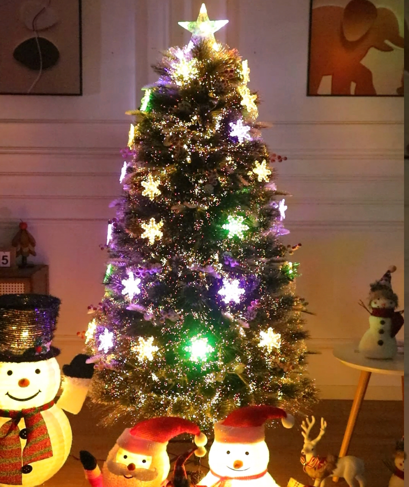 Árbol de Navidad Estrella Infinita de Fibra Óptica Mágica | Colección Exclusiva Edición de Lujo con Paquete Completo