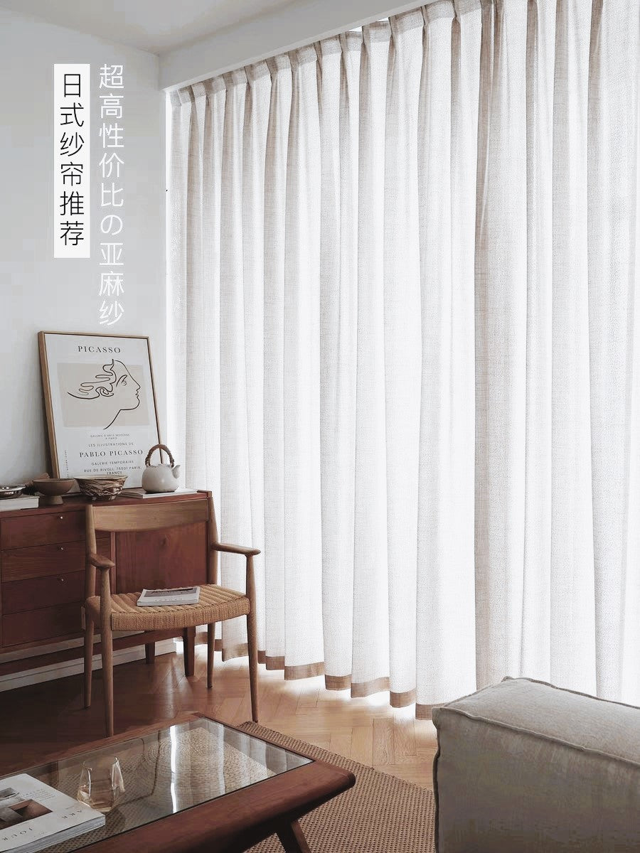 Cortina Estilo Multifuncional Algodon Lino Crema Francesa150x230