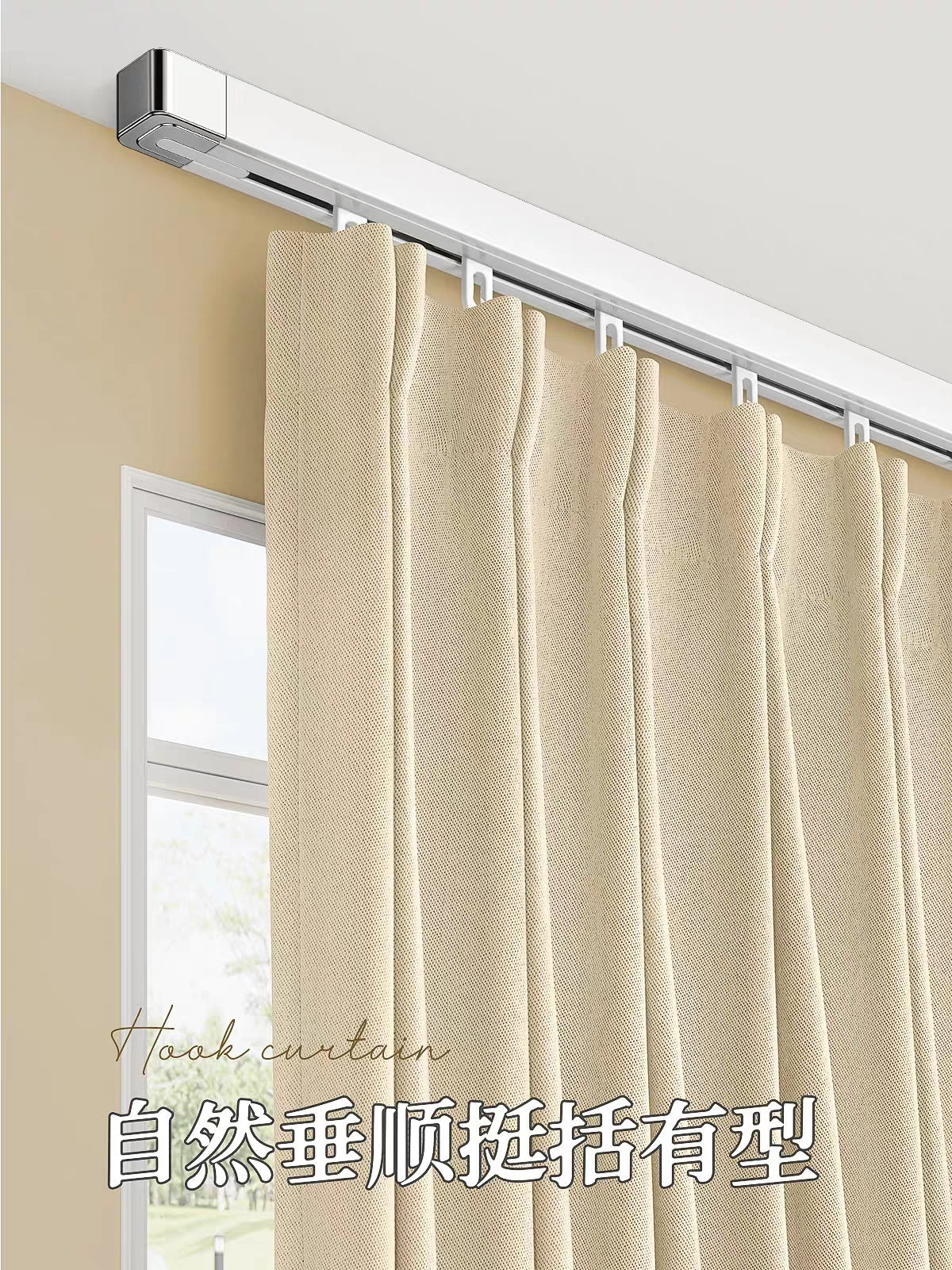 Cortina Estilo Multifuncional Algodon Lino Crema Francesa150x230