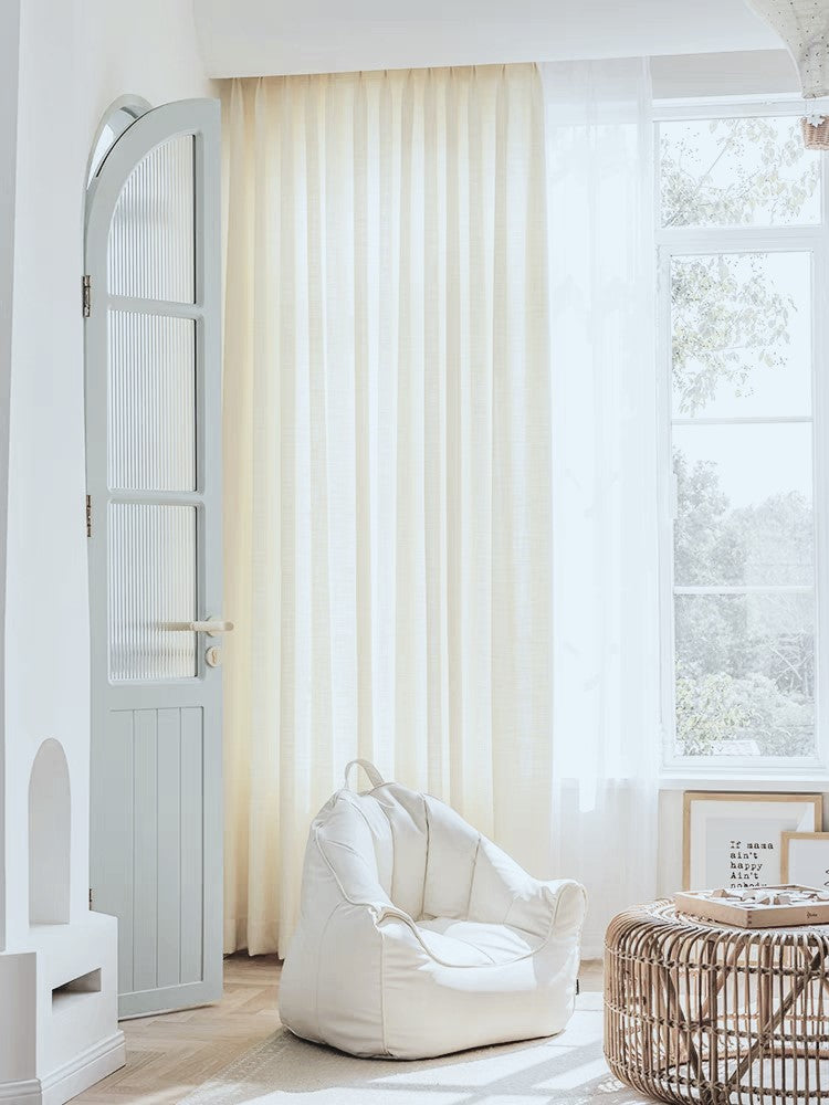 Cortina Estilo Multifuncional Algodon Lino Crema Francesa150x230