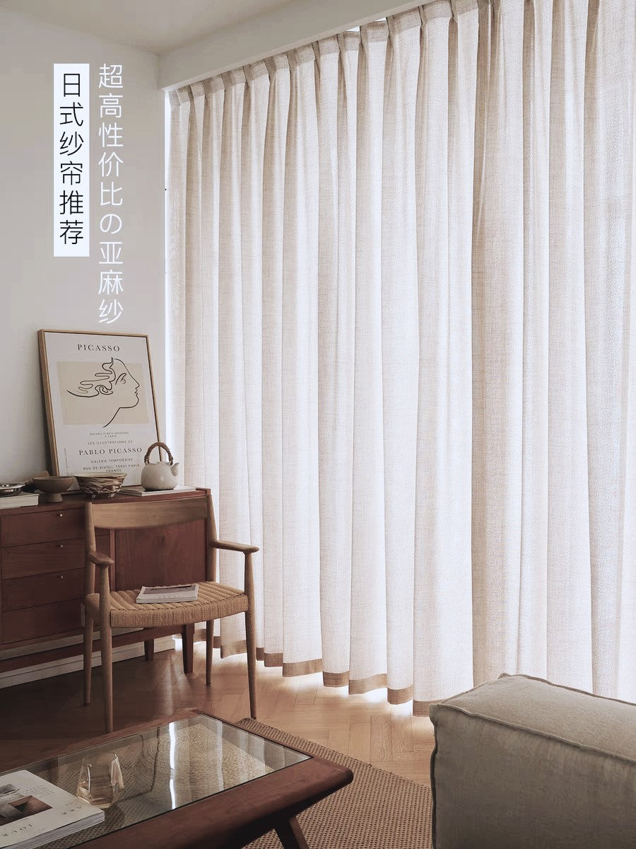 Cortina Estilo Multifuncional Algodon Lino Crema Francesa150x230
