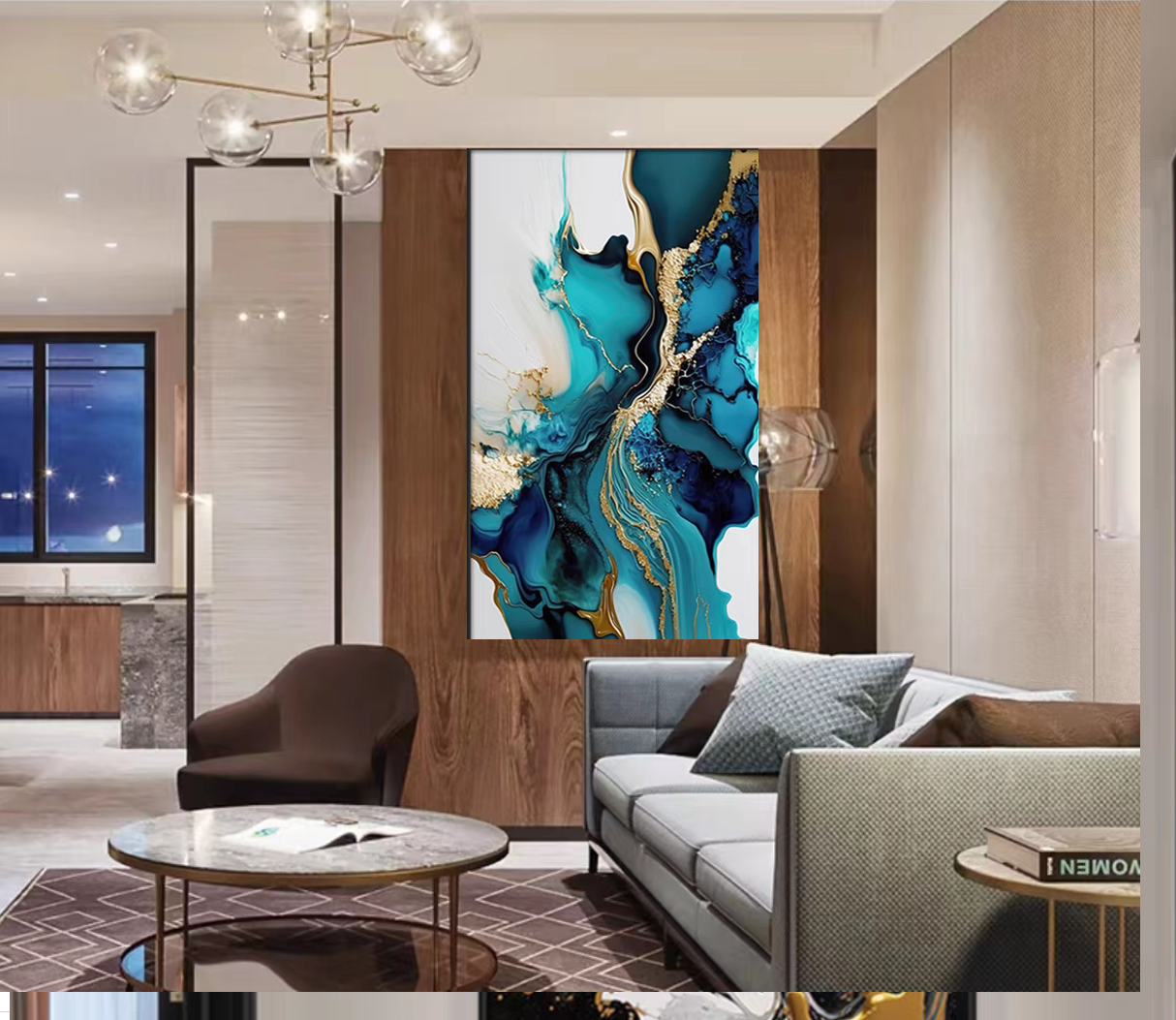 Cuadro Ligero Lujo Moderno Hecho A Mano Diamante 70x120cm