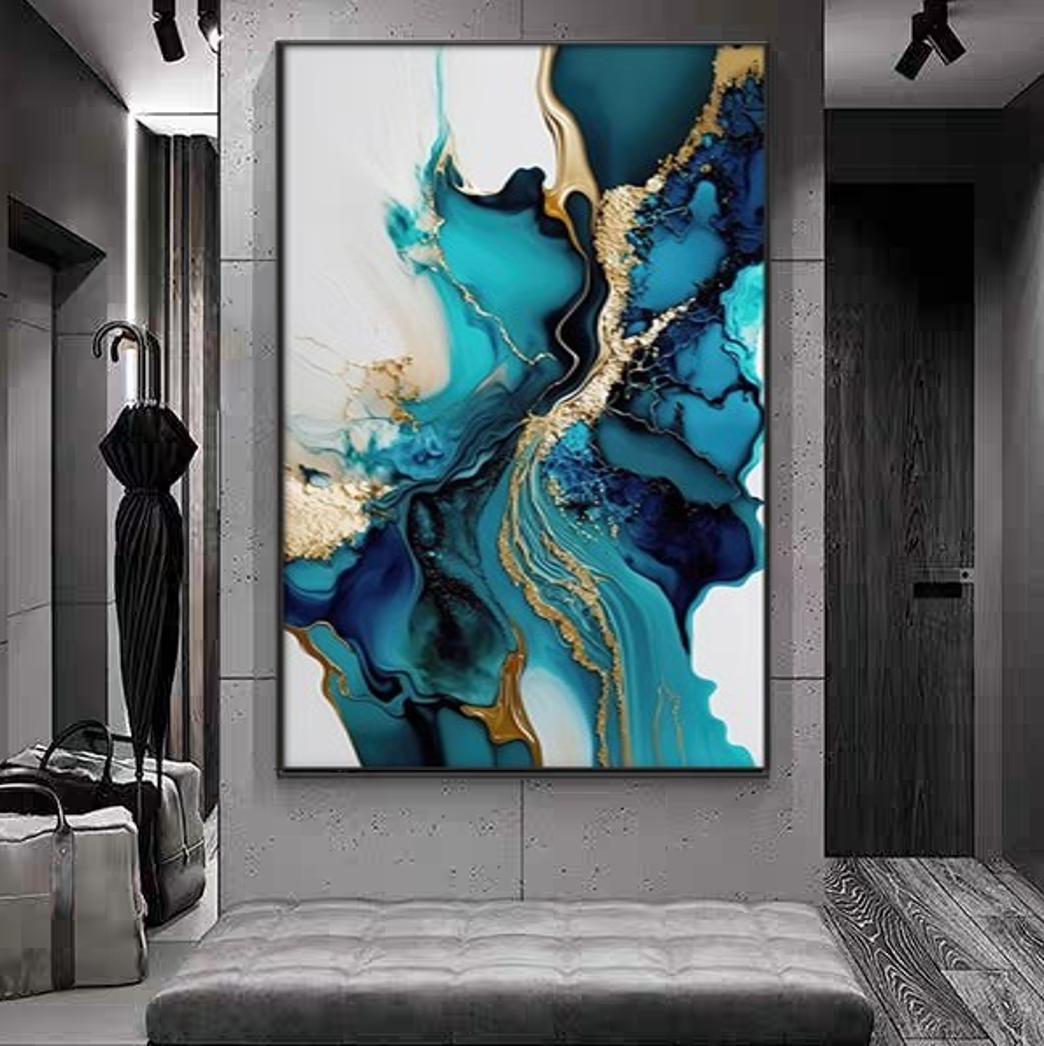 Cuadro Arte Abstracto De Pintura Al Óleo Mate Aluminio 50x70