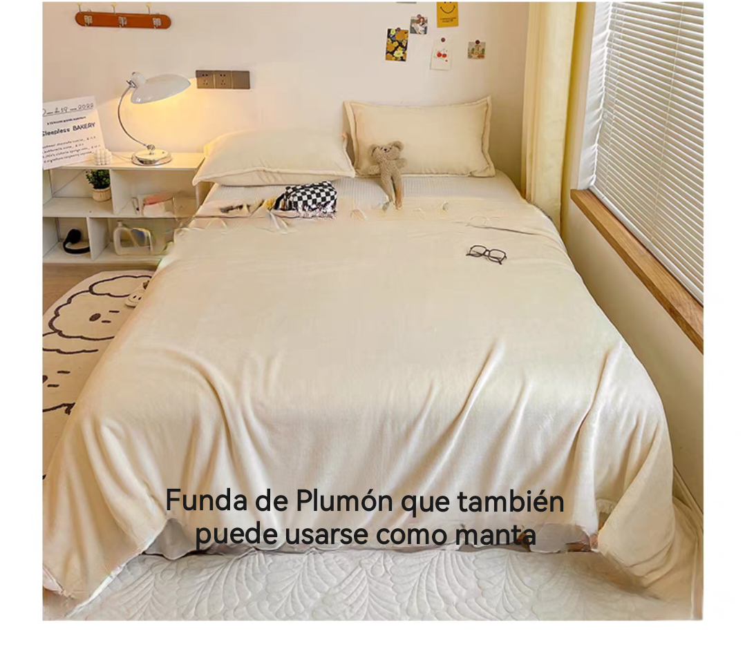 Funda de Plumón Y sábana ajustable Juego de 4 piezas gama alta primavera, otoño e invierno antiestático terciopelo de leche de alta densidad súper suave