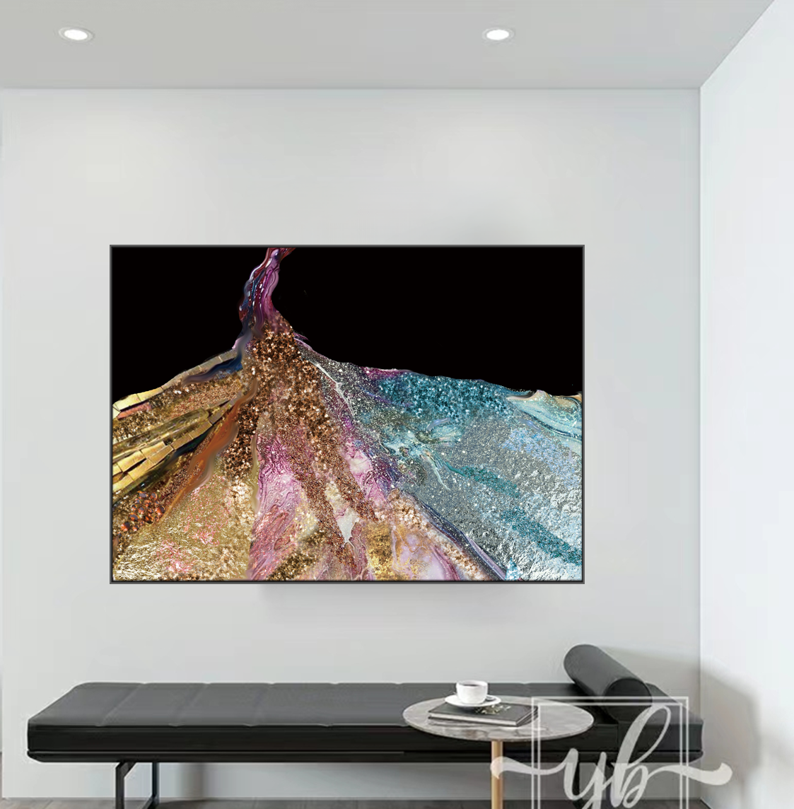 Cuadro Fotomural de piedra de cristal con incrustaciones a mano, abstracto, moderno y de lujo ligero