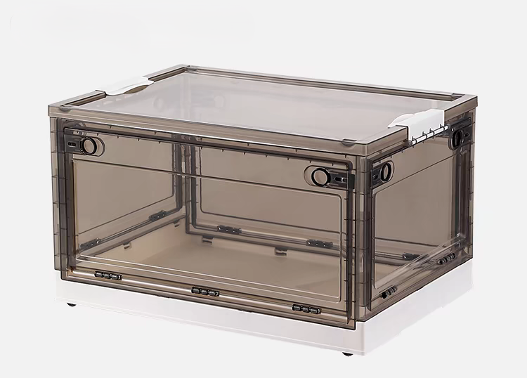 Caja de almacenamiento plegable multifuncional de cinco puertas en colores contrastantes.