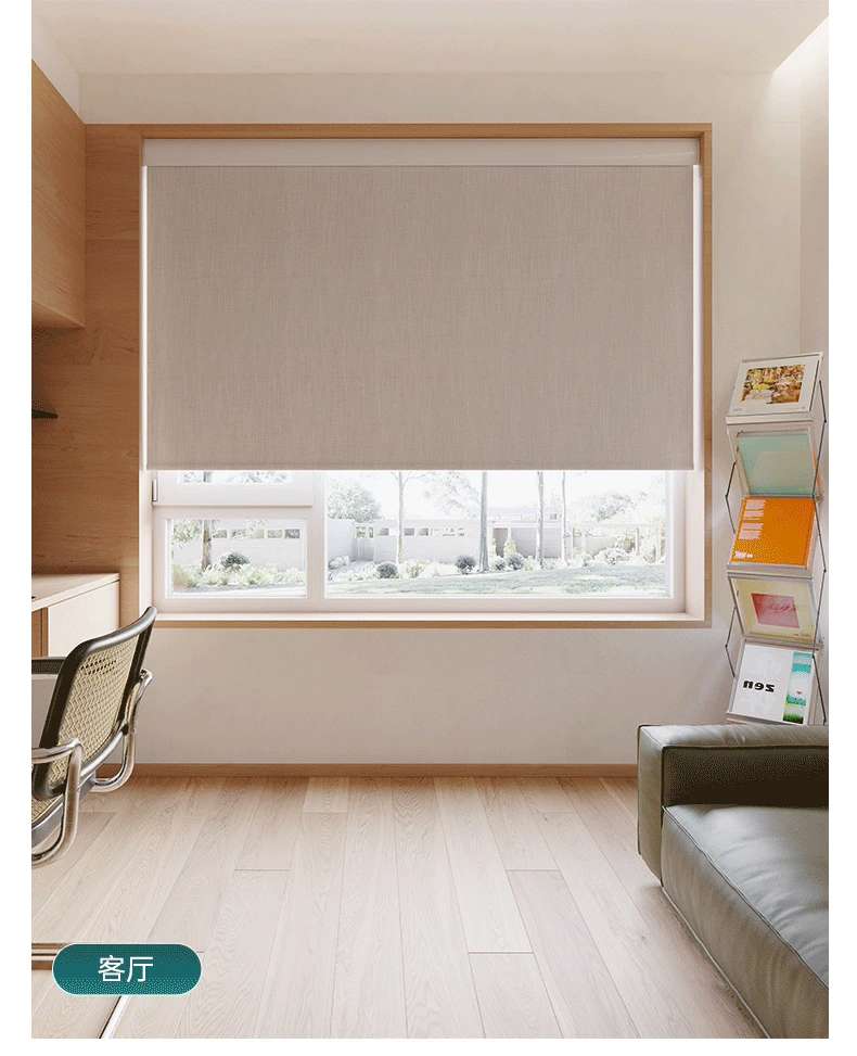 Cortina Roller Revestimiento ecológico Imitación de lino 100% Cenefa de aluminio curvada de alta resistencia