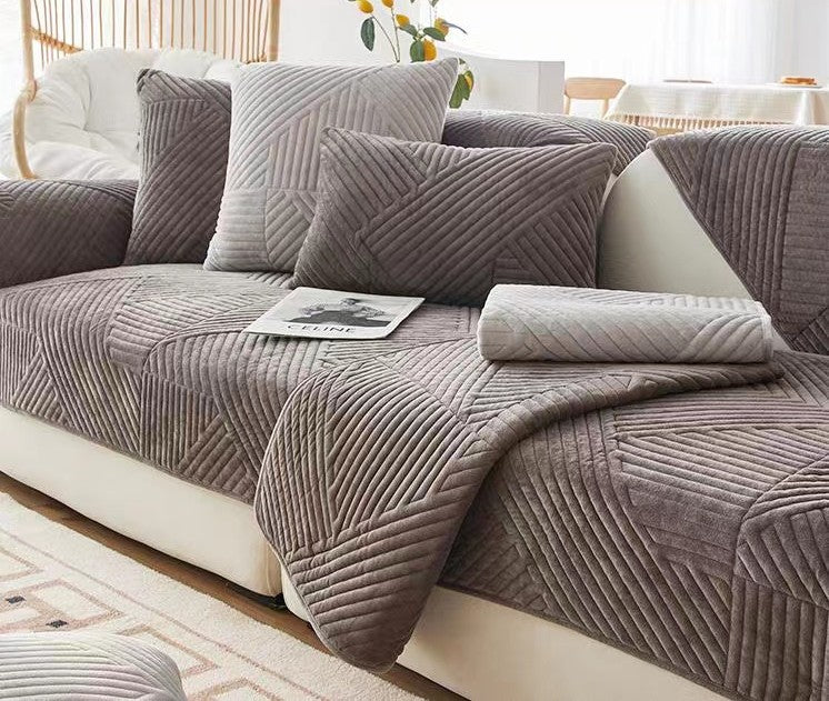 Funda De Sofa Ligera De Lujo Clasica Moda Holandesa Terciopelo Antideslizante (Enamorarse)
