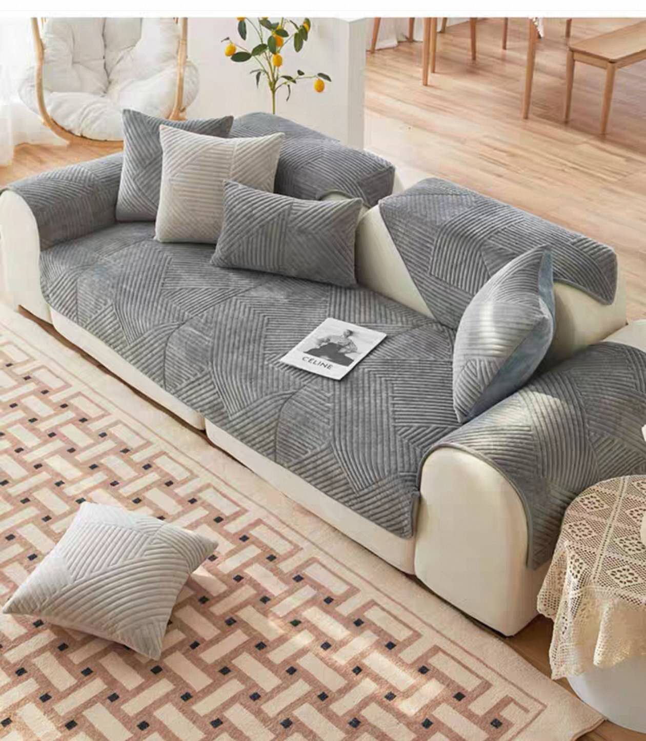 Funda De Sofa Ligera De Lujo Clasica Moda Holandesa Terciopelo Antideslizante (Enamorarse)
