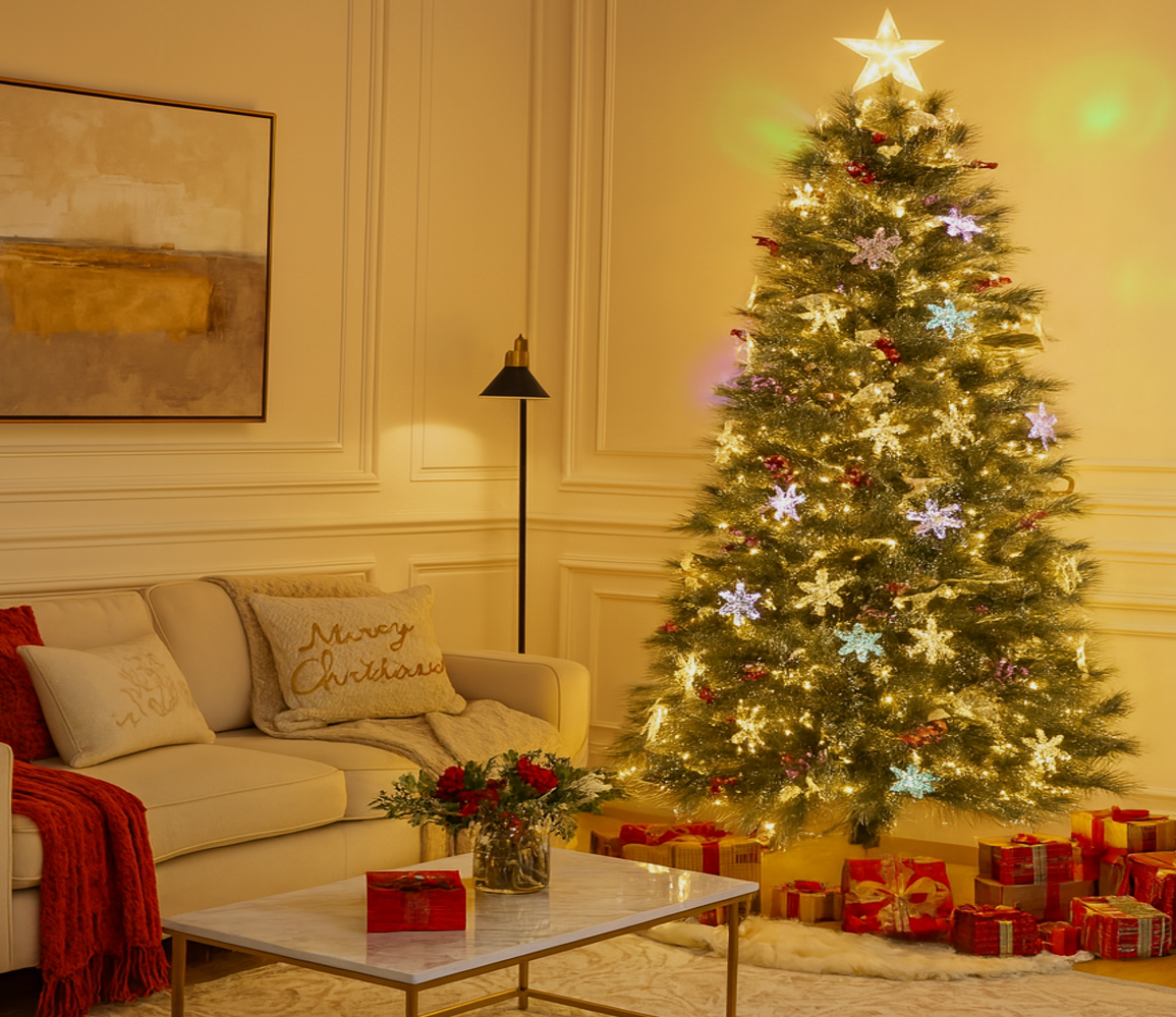 Árbol de Navidad Estrella Infinita de Fibra Óptica Mágica | Colección Exclusiva Edición de Lujo con Paquete Completo