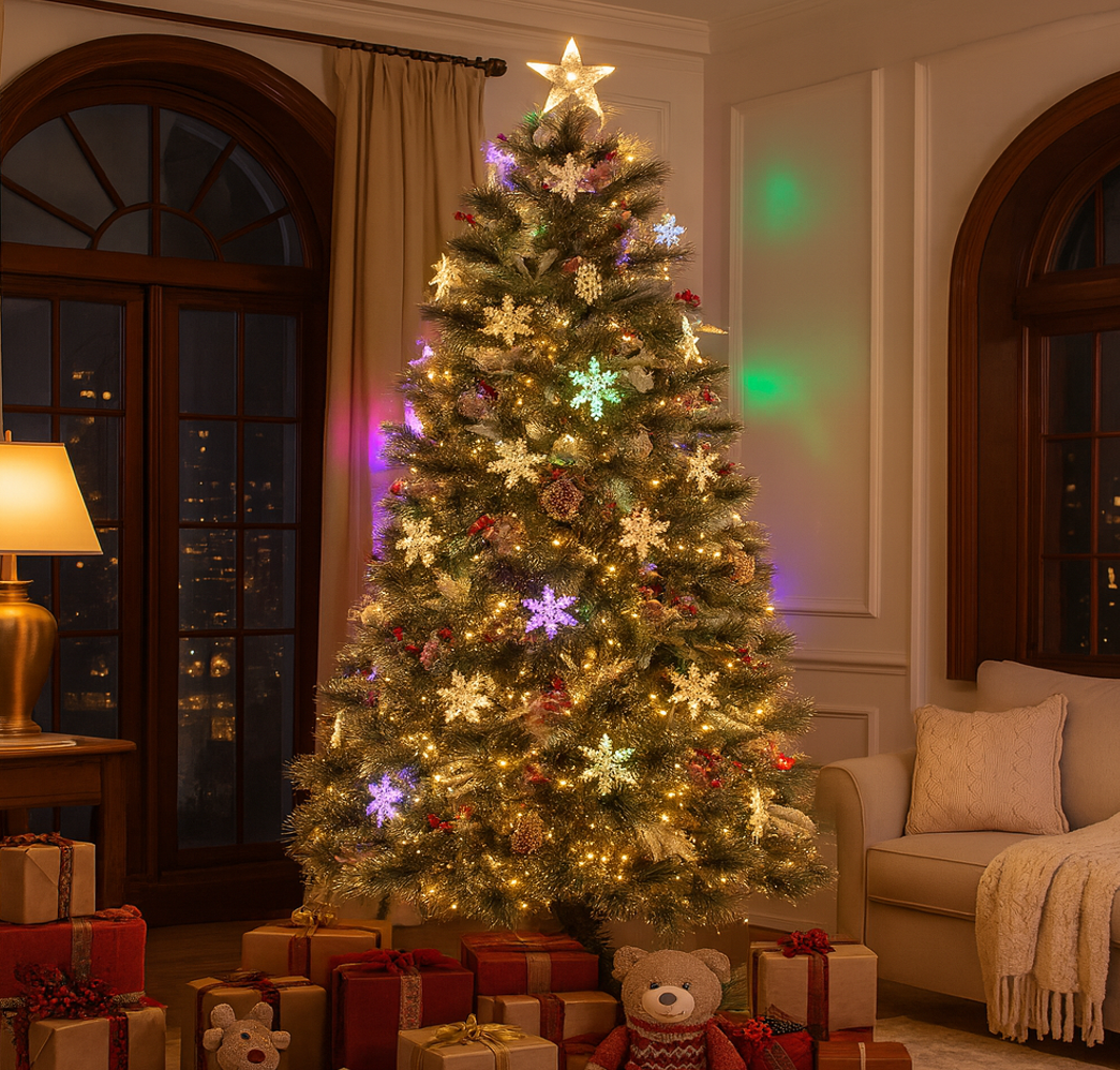 Árbol de Navidad Estrella Infinita de Fibra Óptica Mágica | Colección Exclusiva Edición de Lujo con Paquete Completo