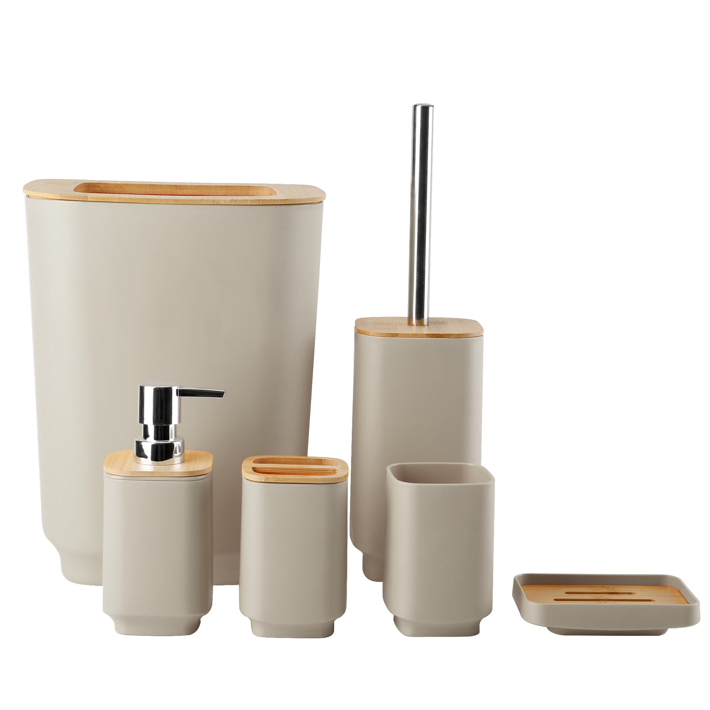 Set Juego De Baño 6 Piezas Bambú Lavado Y Almacenamiento