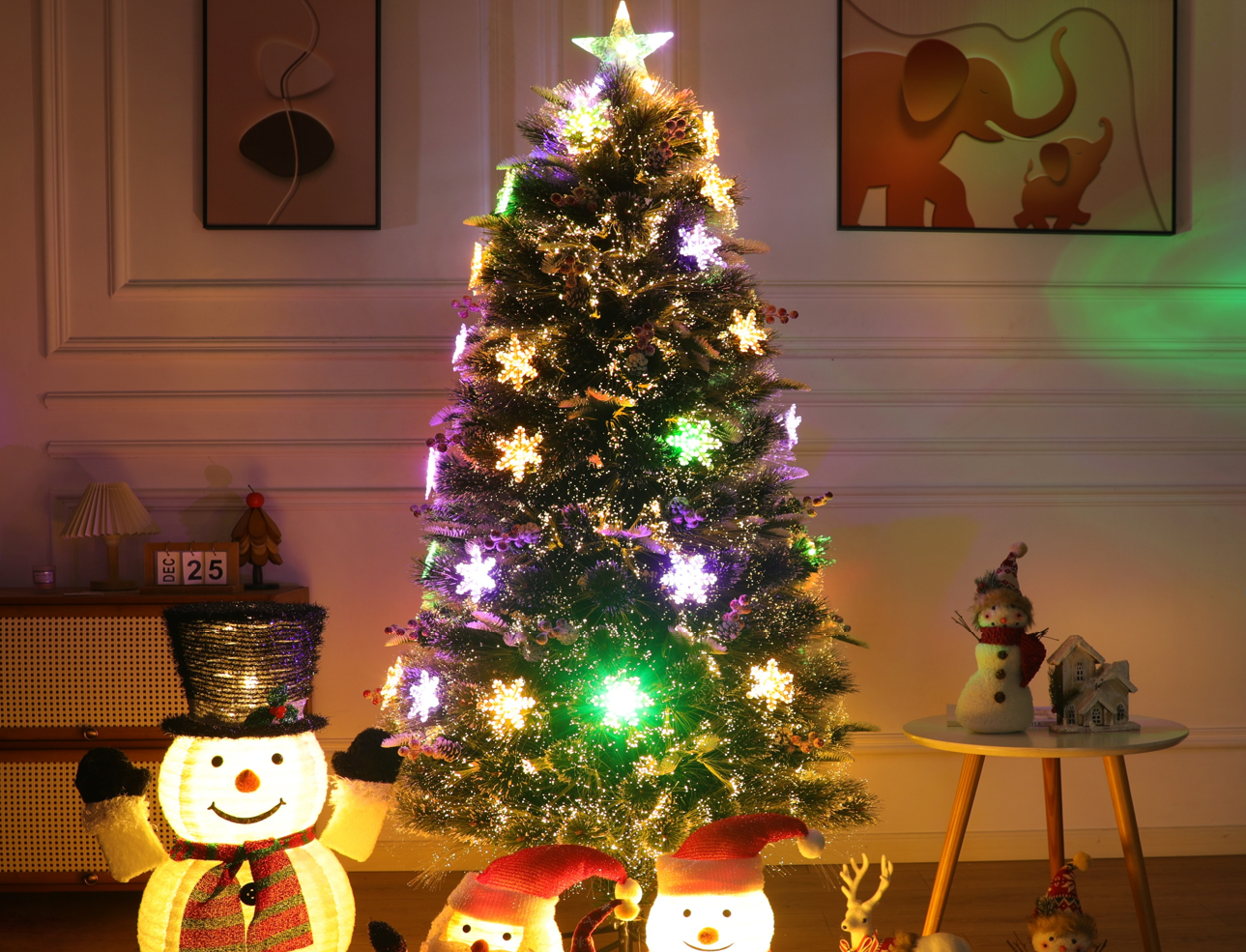 Árbol de Navidad Estrella Infinita de Fibra Óptica Mágica | Colección Exclusiva Edición de Lujo con Paquete Completo