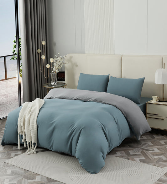 Funda Plumón Reversible Colores Contrastantes juego de 4pcs