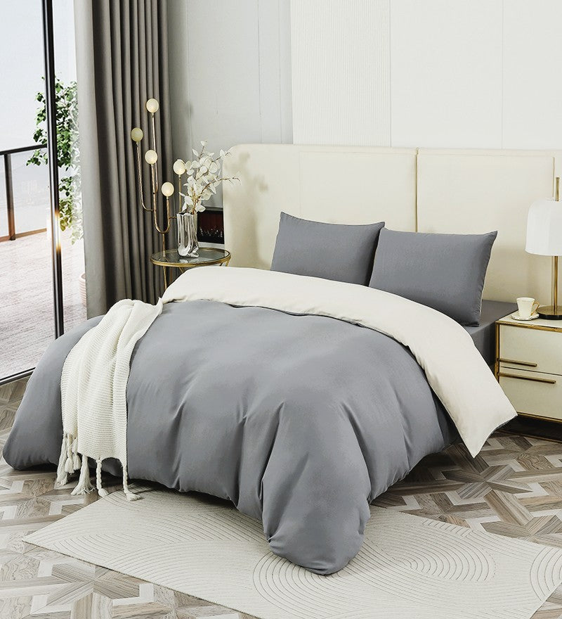 Funda Plumón AB Reversible Conjunto de Cama 4 Piezas Minimalista Elegante Moderno