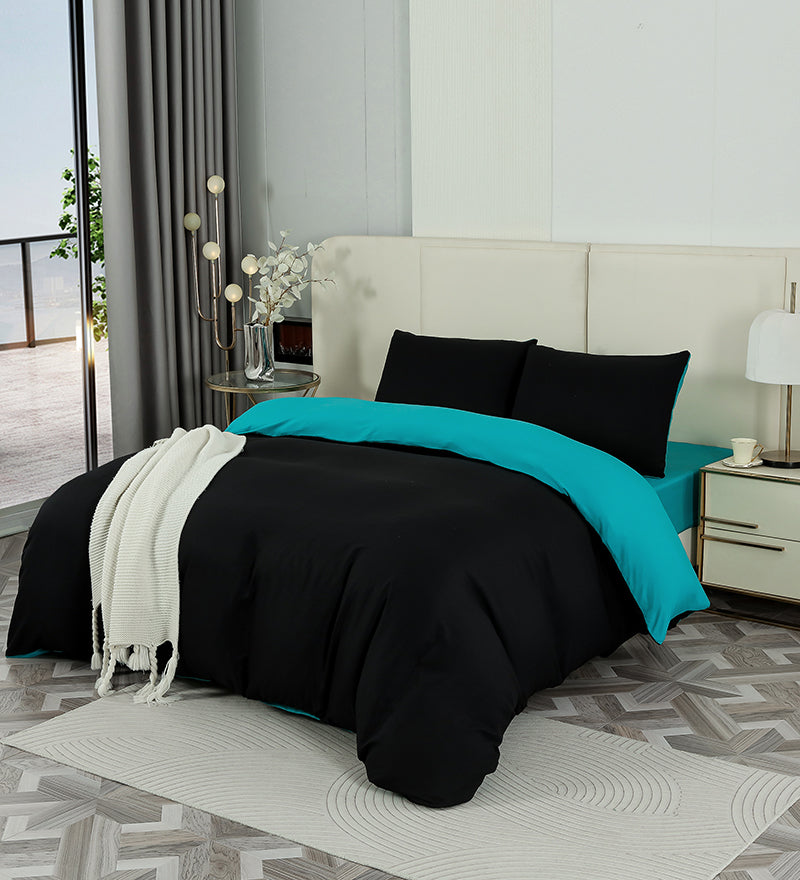 Funda Plumón AB Reversible Conjunto de Cama 4 Piezas Minimalista Elegante Moderno