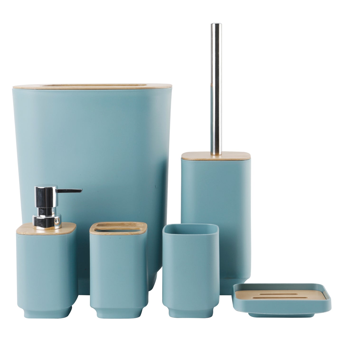 Set Juego De Baño 6 Piezas Bambú Lavado Y Almacenamiento