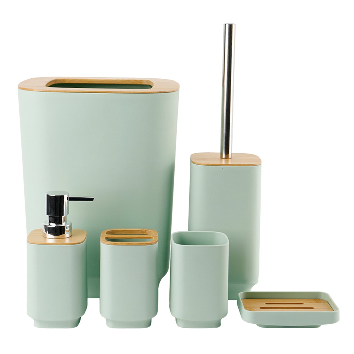 Set Juego De Baño 6 Piezas Bambú Lavado Y Almacenamiento