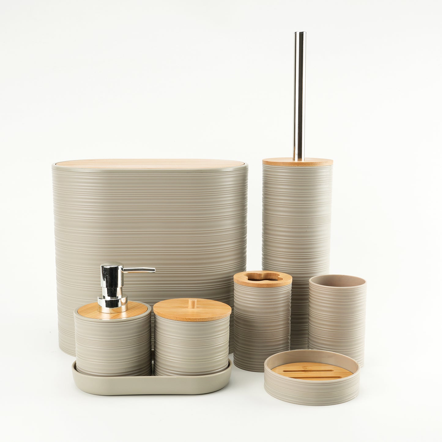 Set Juego De Baño 8 Piezas Bambú Lavado Y Almacenamiento