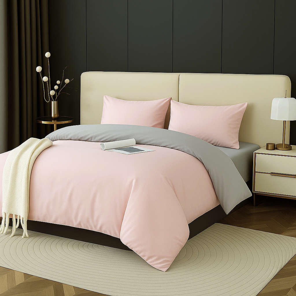 Funda Plumón AB Reversible Conjunto de Cama 4 Piezas Minimalista Elegante Moderno