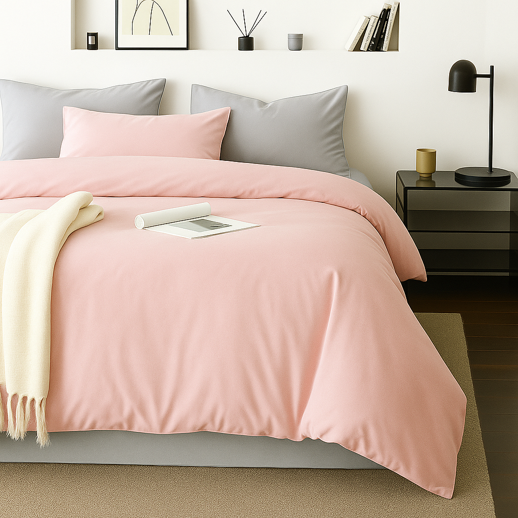 Funda Plumón AB Reversible Conjunto de Cama 4 Piezas Minimalista Elegante Moderno