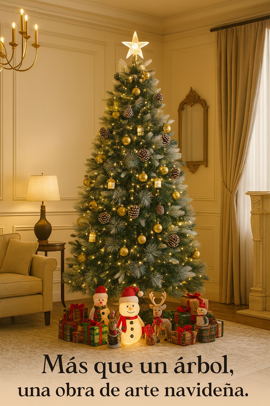 Árbol de Navidad Aldea Encantada Estrellado con Fibra Óptica – Colección Exclusiva de Lujo · Edición Limitada