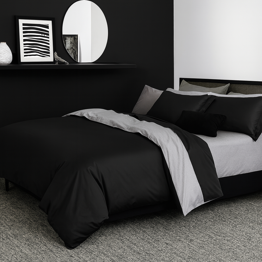 Funda Plumón AB Reversible Conjunto de Cama 4 Piezas Minimalista Elegante Moderno