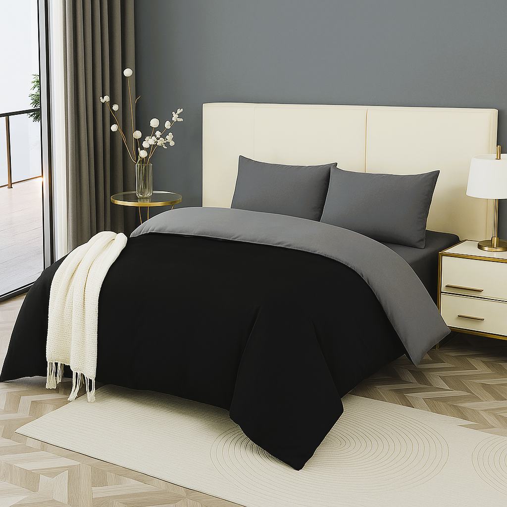 Funda Plumón AB Reversible Conjunto de Cama 4 Piezas Minimalista Elegante Moderno