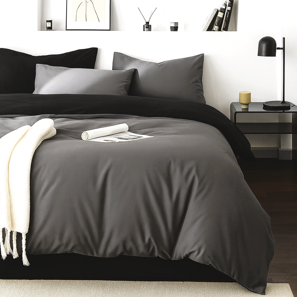 Funda Plumón AB Reversible Conjunto de Cama 4 Piezas Minimalista Elegante Moderno