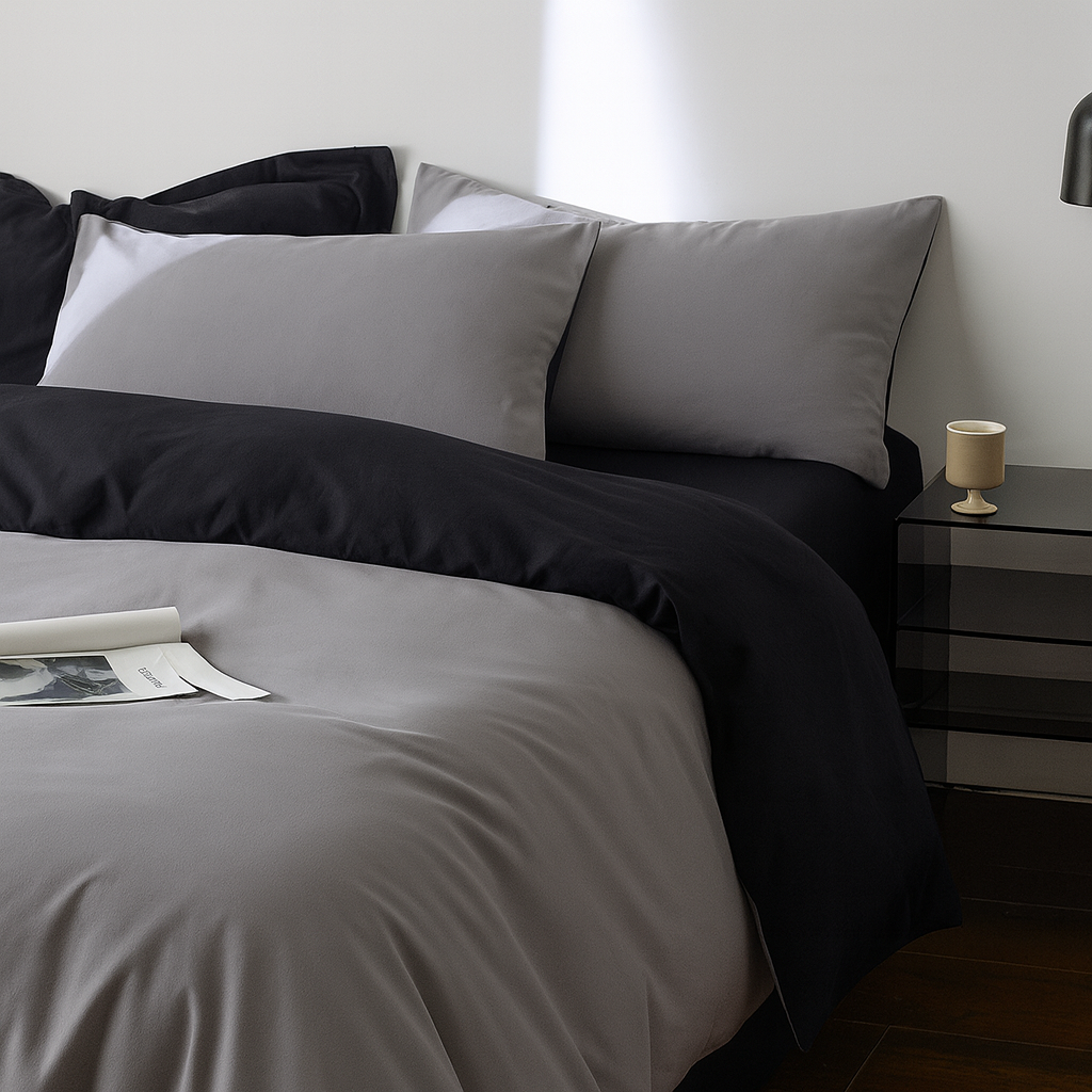 Funda Plumón AB Reversible Conjunto de Cama 4 Piezas Minimalista Elegante Moderno