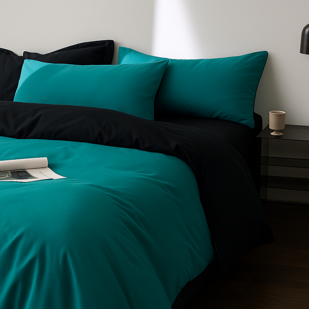 Funda Plumón AB Reversible Conjunto de Cama 4 Piezas Minimalista Elegante Moderno