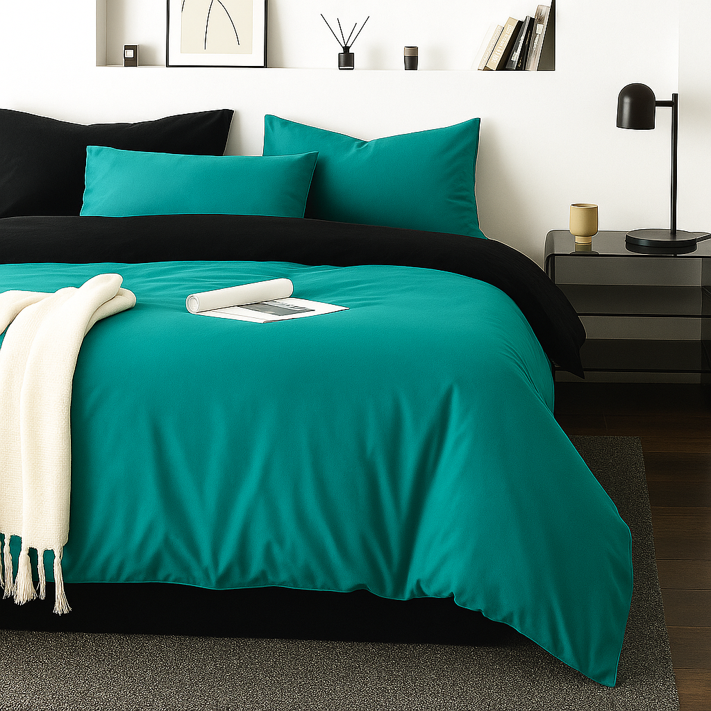 Funda Plumón AB Reversible Conjunto de Cama 4 Piezas Minimalista Elegante Moderno