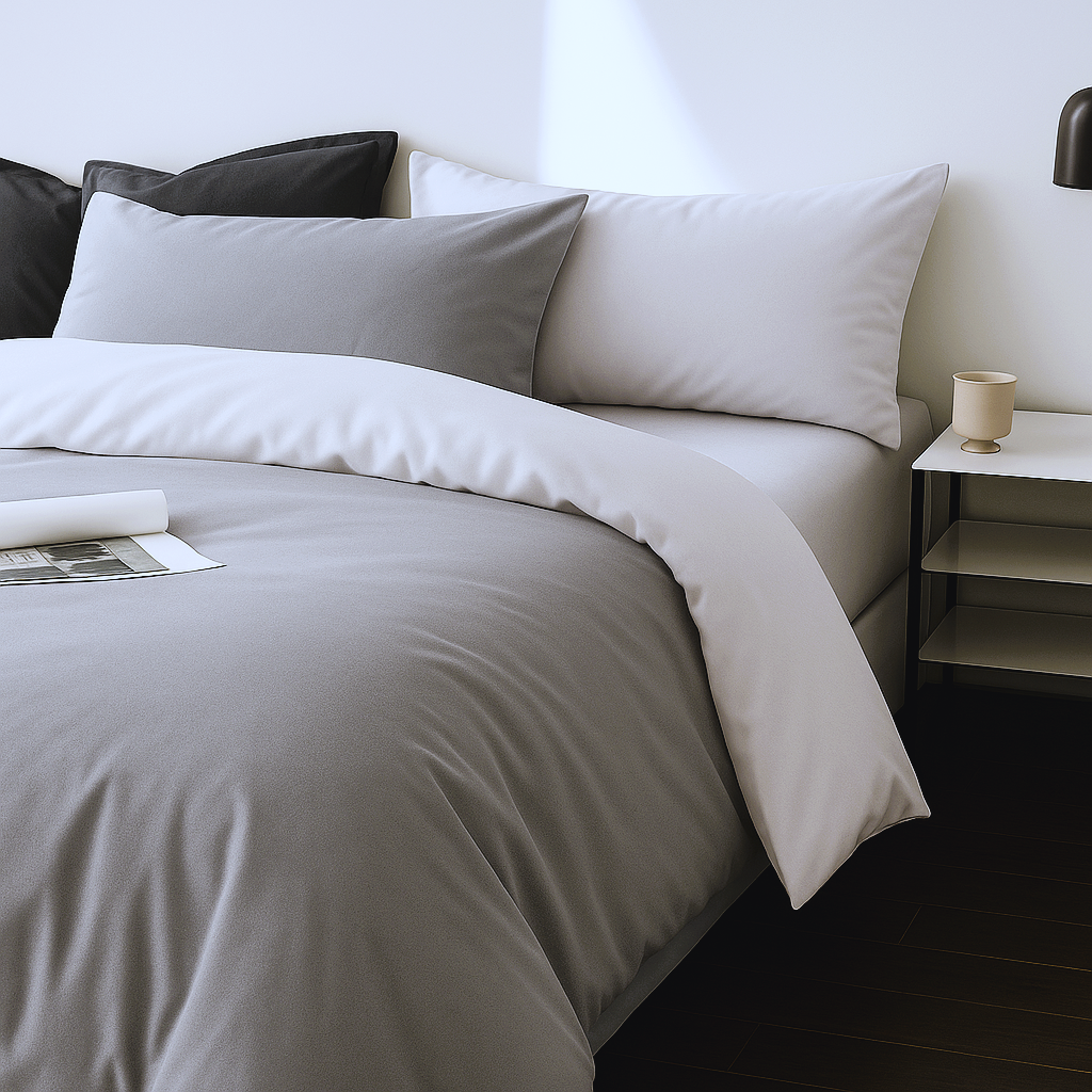 Funda Plumón AB Reversible Conjunto de Cama 4 Piezas Minimalista Elegante Moderno