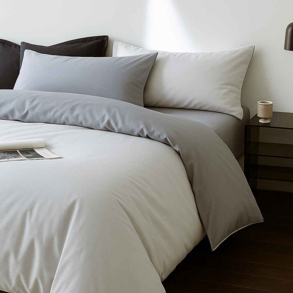Funda Plumón AB Reversible Conjunto de Cama 4 Piezas Minimalista Elegante Moderno