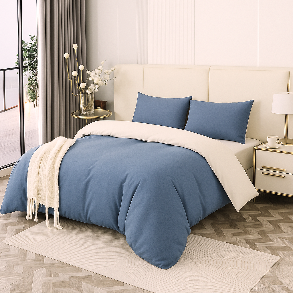 Funda Plumón AB Reversible Conjunto de Cama 4 Piezas Minimalista Elegante Moderno