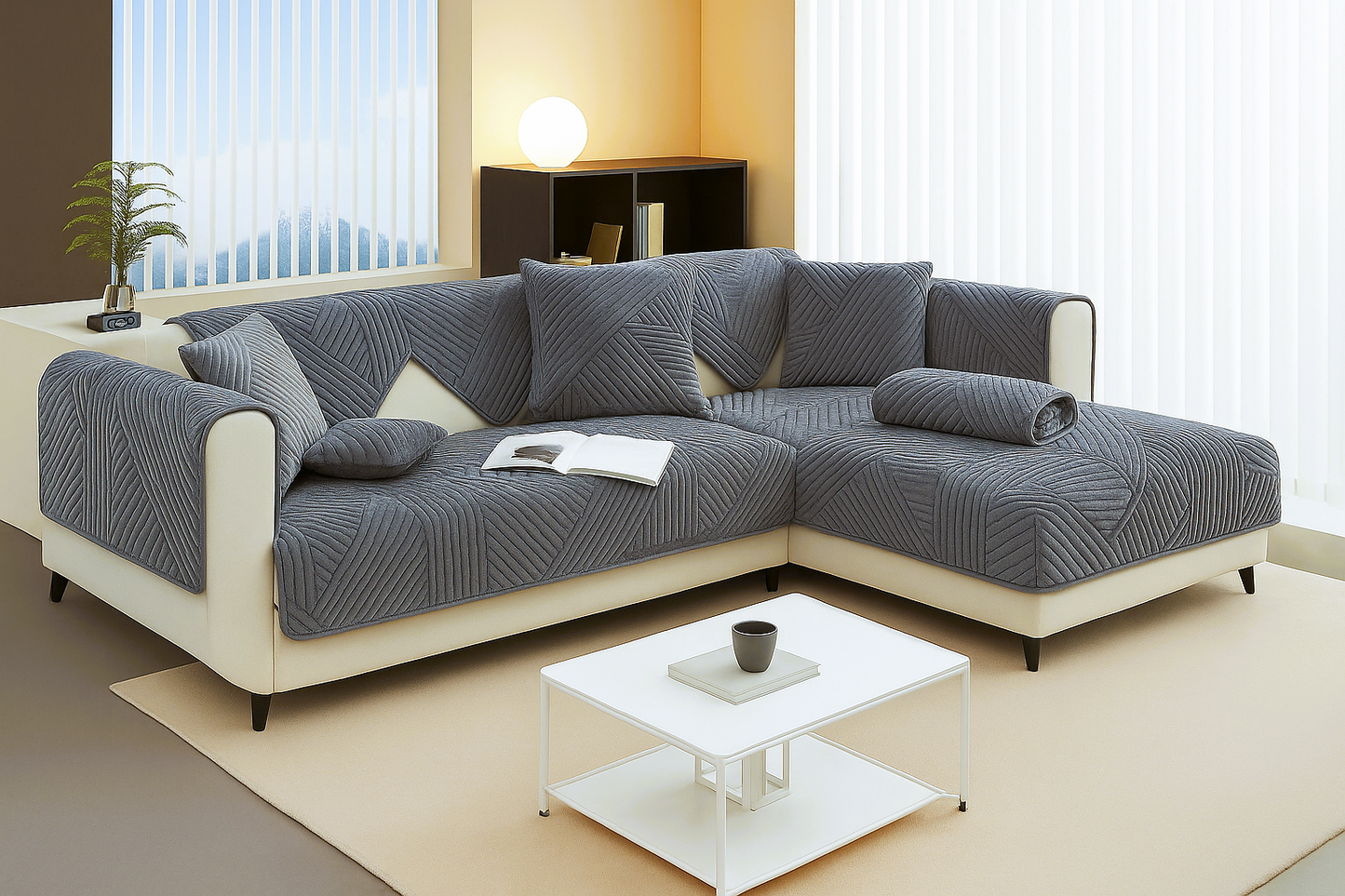 Funda De Sofa Ligera De Lujo Clasica Moda Holandesa Terciopelo Antideslizante (Enamorarse)