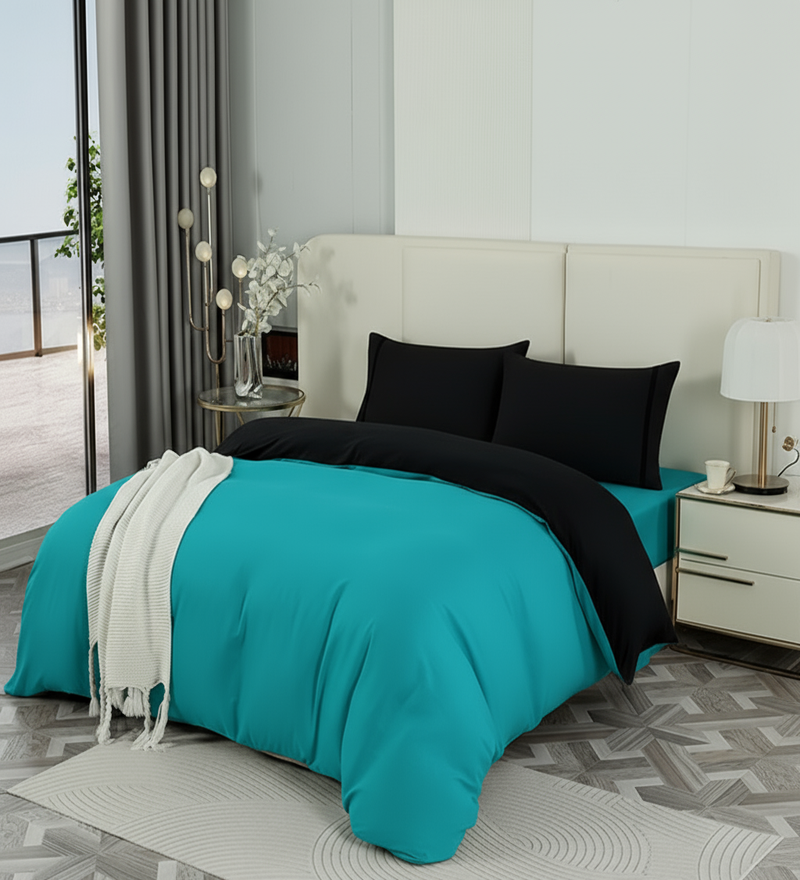 Funda Plumón AB Reversible Conjunto de Cama 4 Piezas Minimalista Elegante Moderno