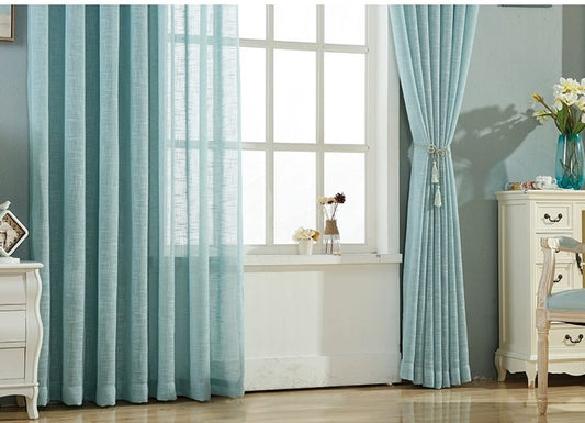 Visillos Material Algodón Y Lino,1par Enviar Ganch,Pasante biela y riel doble propósito