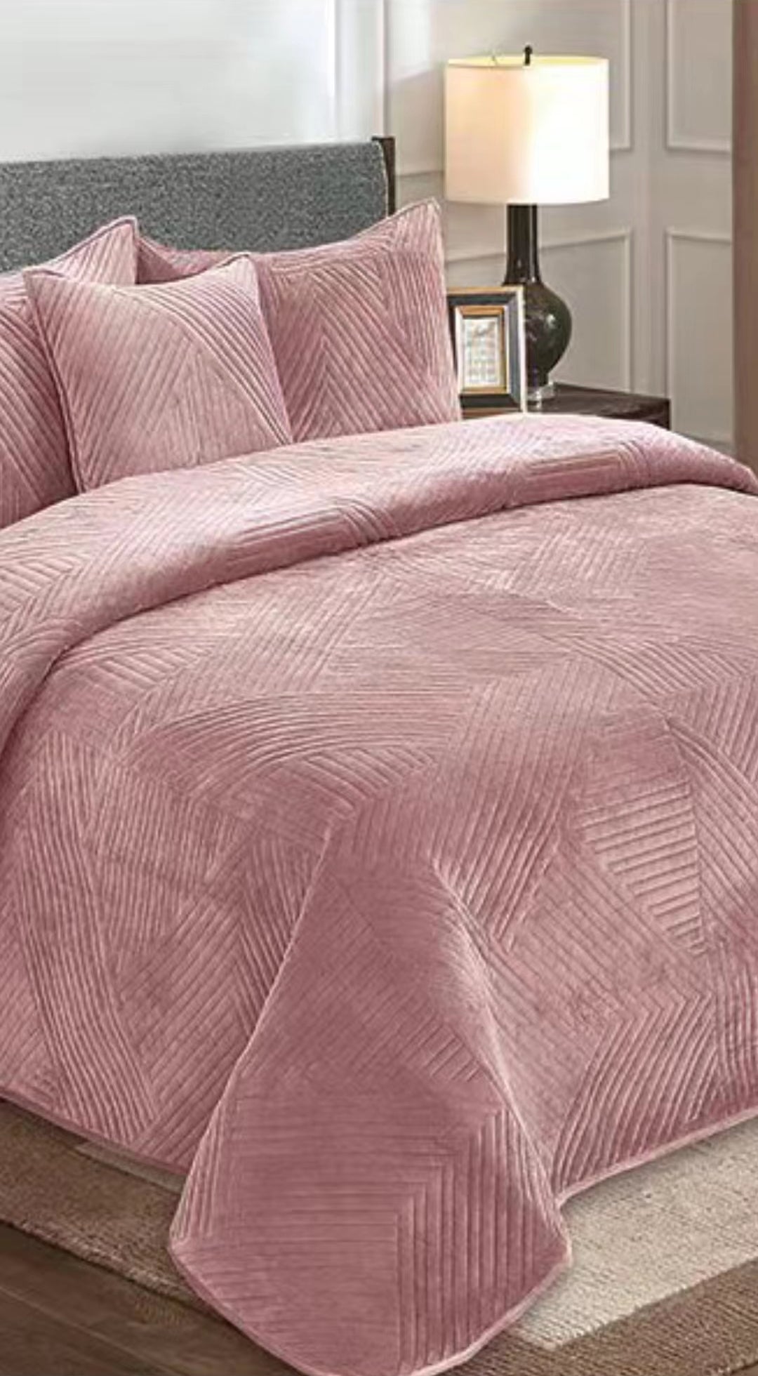 Cubrecama invierno El nuevo Terciopelo 3D Acolchado ultrasónico 2plaza 3ps