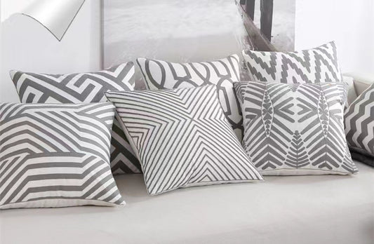 Fundas de bordado 3D 100% algodón, un par serie gris