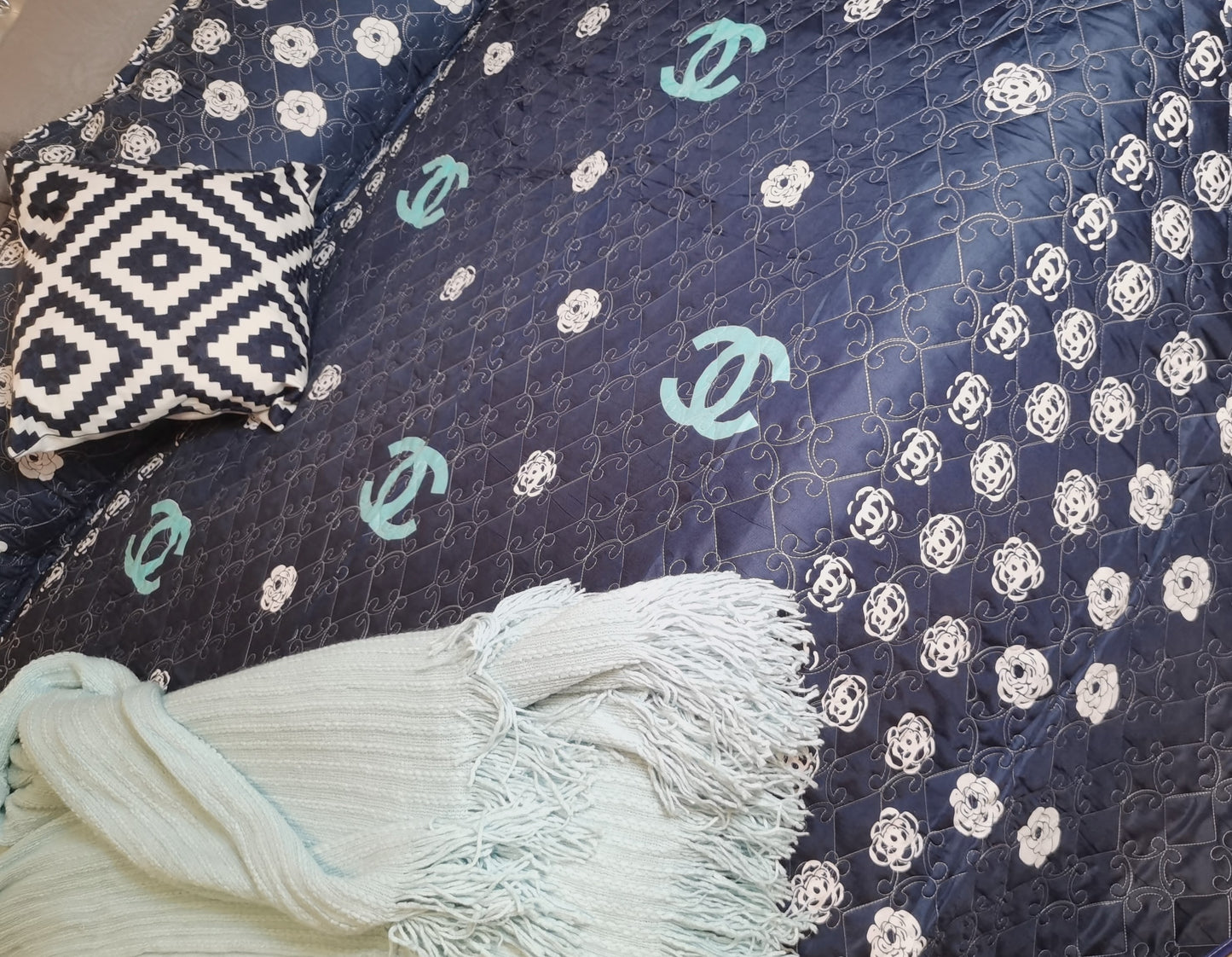 cubrecama estampadas Conjunto 3 piezas de bordado y acolchado tridimensional