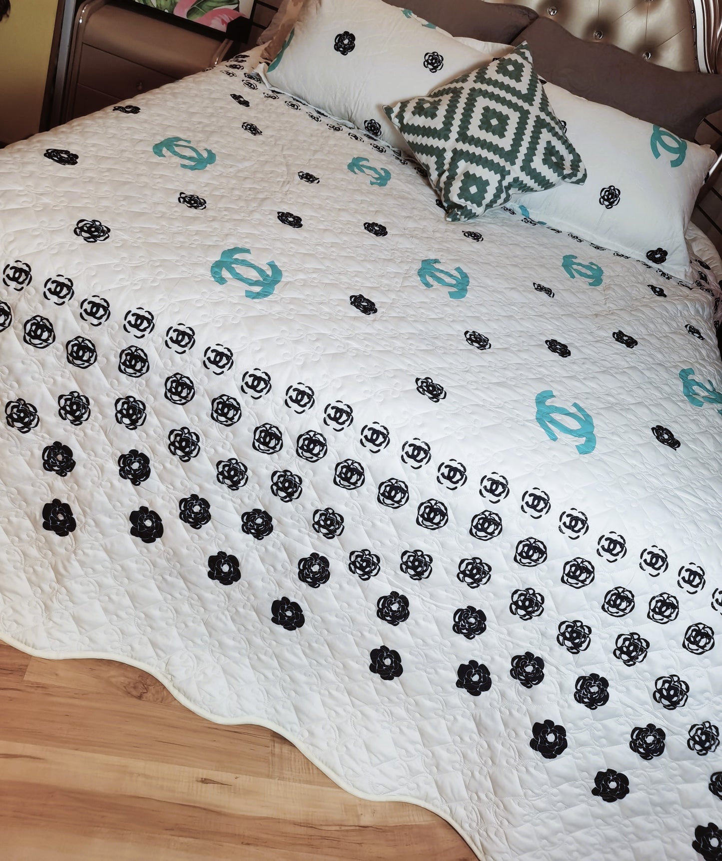 cubrecama estampadas Conjunto 3 piezas de bordado y acolchado tridimensional