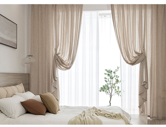 Visillos Lino Estilo Japones 1.5x2.3m 1 Par Enviar Gancho,A través de poste y carril de doble uso