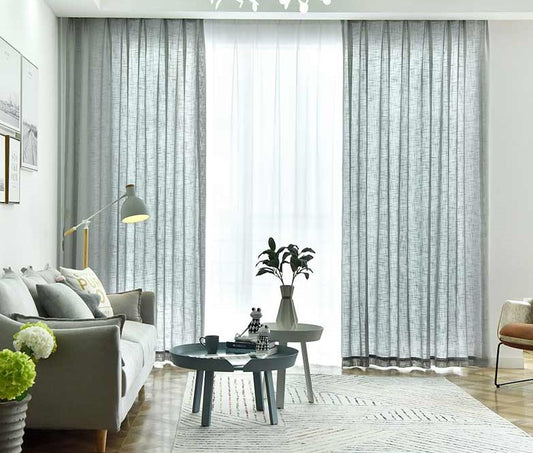 visillos algodón y lino textura cruzada 1 par de ganchos doble uso sobre rieles de columna