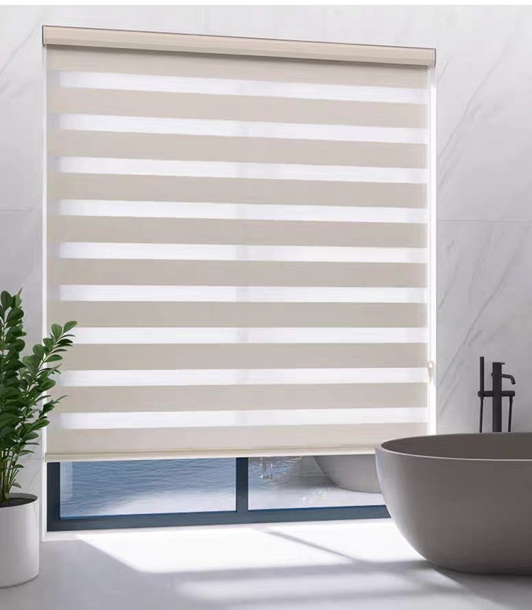 Cortina Roller Duo 805 Blackout Cenefa Aluminio Curvada Imitación de lino