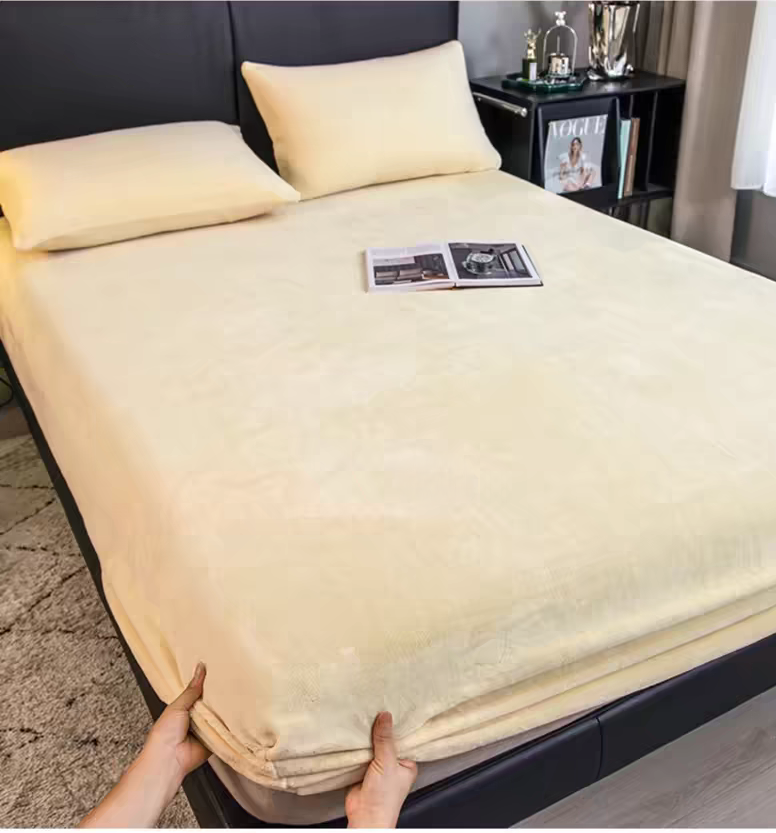 Funda de Plumón Y sábana ajustable Juego de 4 piezas gama alta primavera, otoño e invierno antiestático terciopelo de leche de alta densidad súper suave