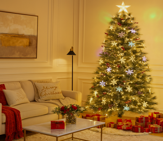 Árbol de Navidad Estrella Infinita de Fibra Óptica Mágica | Colección Exclusiva Edición de Lujo con Paquete Completo