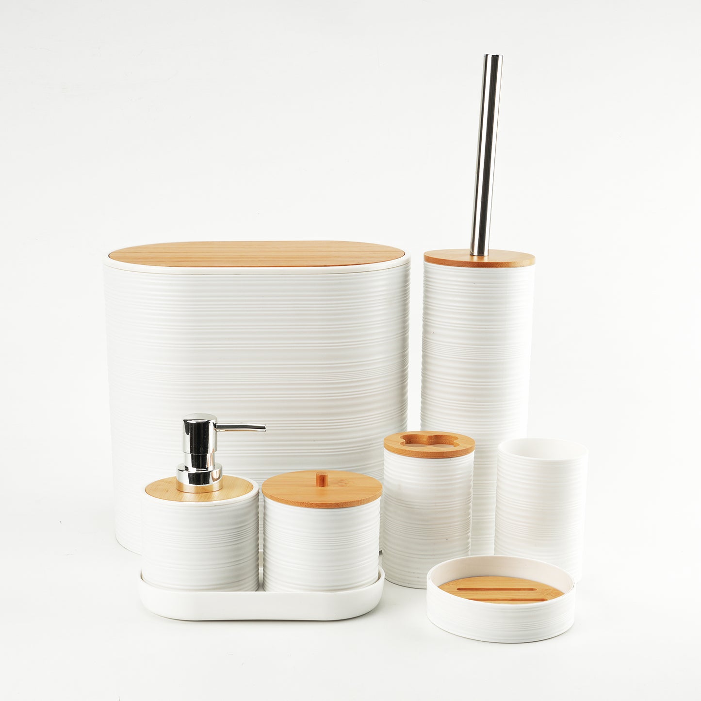 Set Juego De Baño 8 Piezas Bambú Lavado Y Almacenamiento